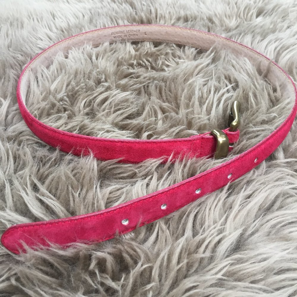 Vintage thin red leather belt - size L - Picture 5 of 6